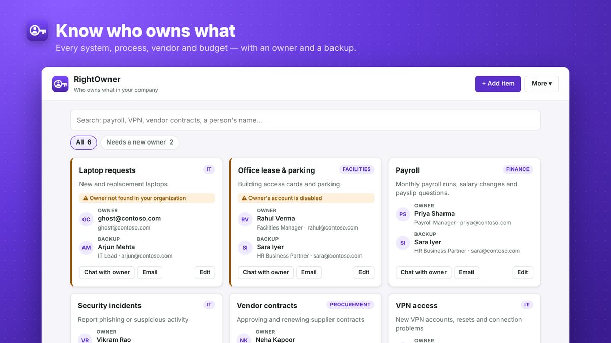 RightOwner, a RuBuild app, running in Microsoft Teams